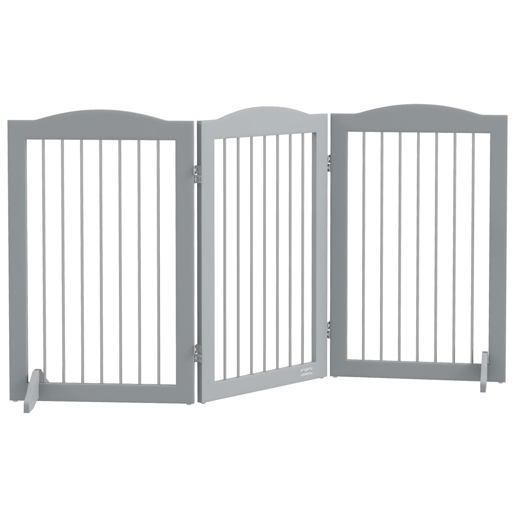 Barriere de sécurité pliable barrière chien trois plaques avec deux pieds de soutien 154 x 30 x 80 cm gris-0