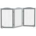 Barriere de sécurité pliable barrière chien trois plaques avec deux pieds de soutien 154 x 30 x 80 cm gris-0