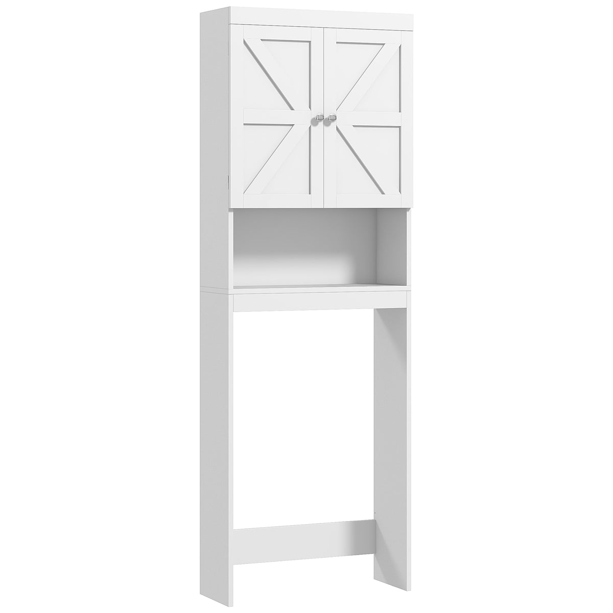 Armoire de rangement dessus des toilettes, meuble de salle de bain placard 2 portes étagère 58,5L x 23l x 170H cm blanc-0