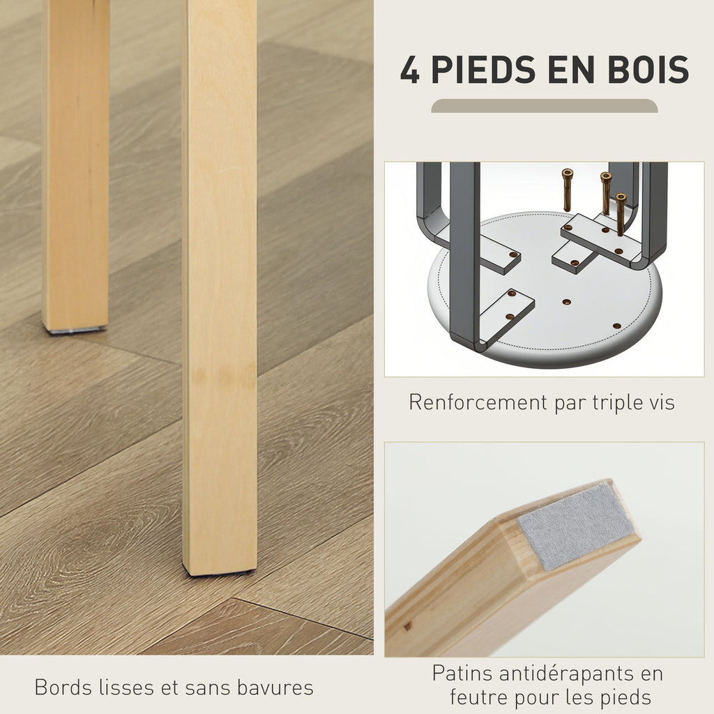 Ensemble de 4 tabourets empilables ronds sans dossier avec assise rembourrée, 40 x 40 x 45 cm, gris-5