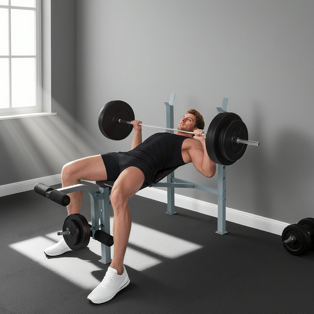 Banc de musculation Fitness banc d'haltérophilie entrainement complet dossier réglable curler-1