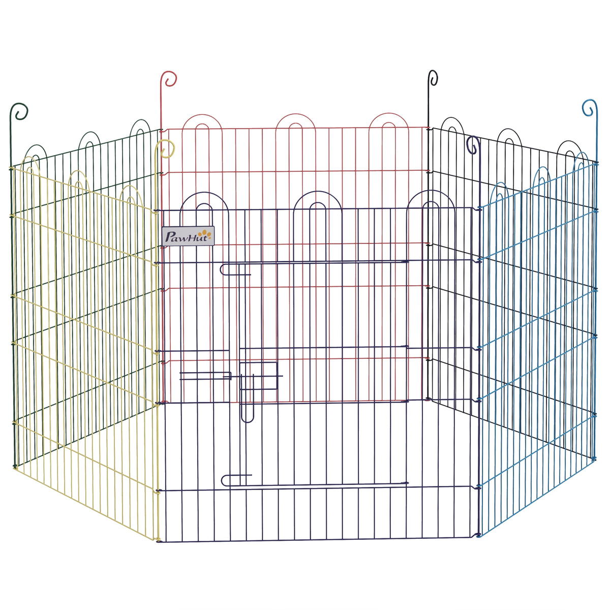 Enclos pliant en métal pour chiens lapins rongeurs petits animaux intérieur et extérieur 6 panneaux avec porte-0