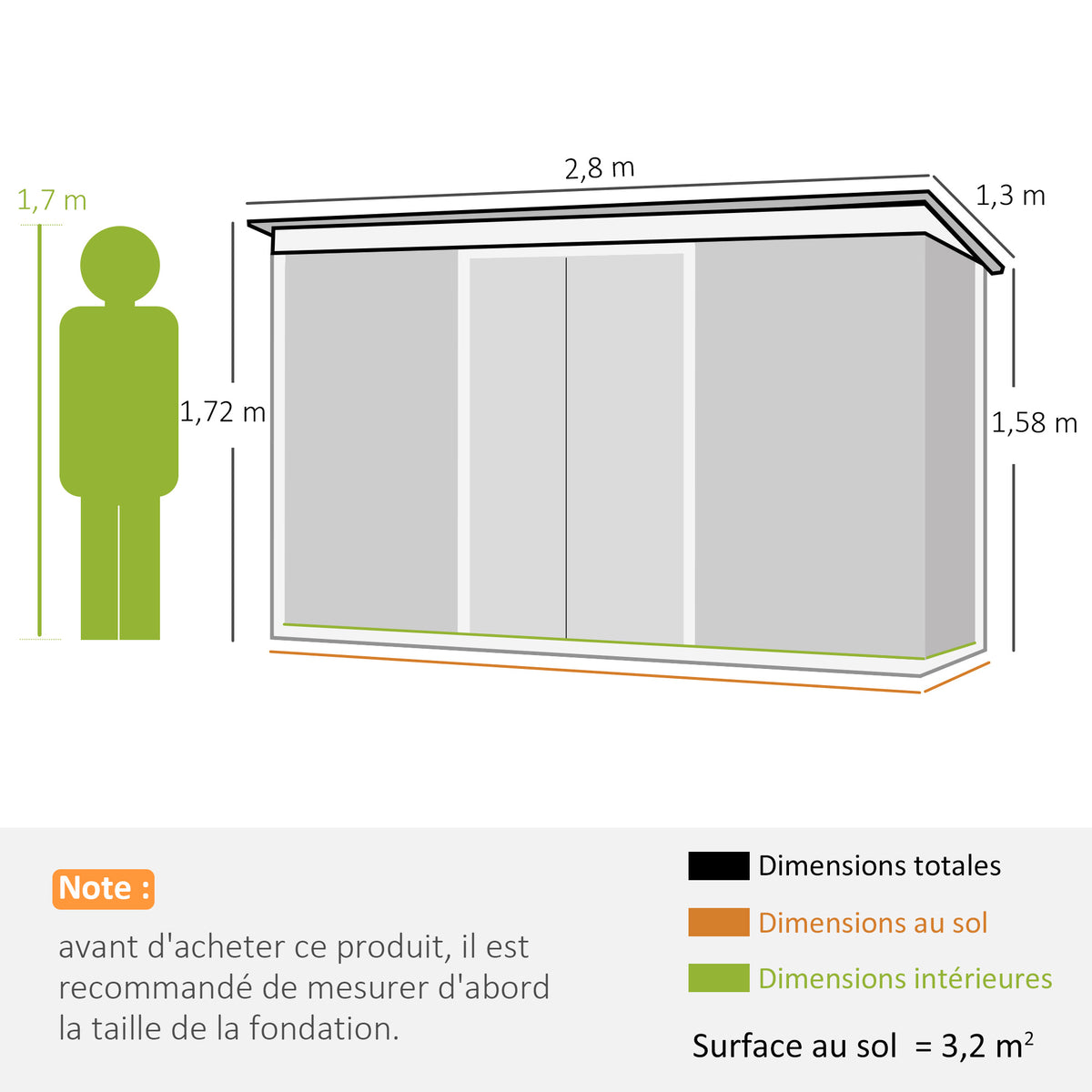 Abri de Jardin 3,6 m² Remise à Outils avec kit de fondation en Acier galvanisé avec Portes coulissantes Vert clair-2