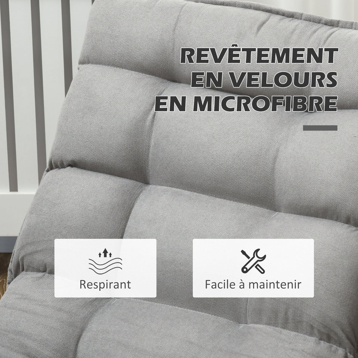 Fauteuil de sol paresseux fauteuil relax fauteuil salon design capitonné inclinaison dossier réglable pivotant 360°-5