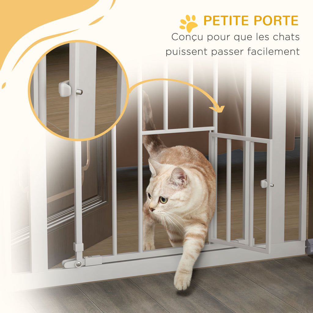 Barrière de sécurité animaux de 104H cm avec porte fermeture automatique système de double verrouillage sans percage-6