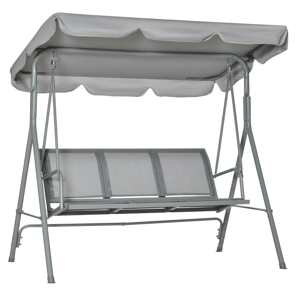 Balançoire de jardin 3 places Hollywoodschaukel avec toit en métal gris+argent 170 x 110 x 153 cm-5