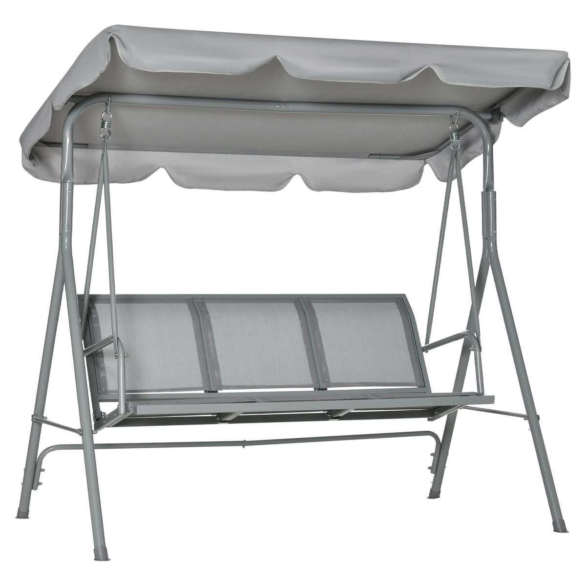 Balançoire de jardin 3 places Hollywoodschaukel avec toit en métal gris+argent 170 x 110 x 153 cm-5