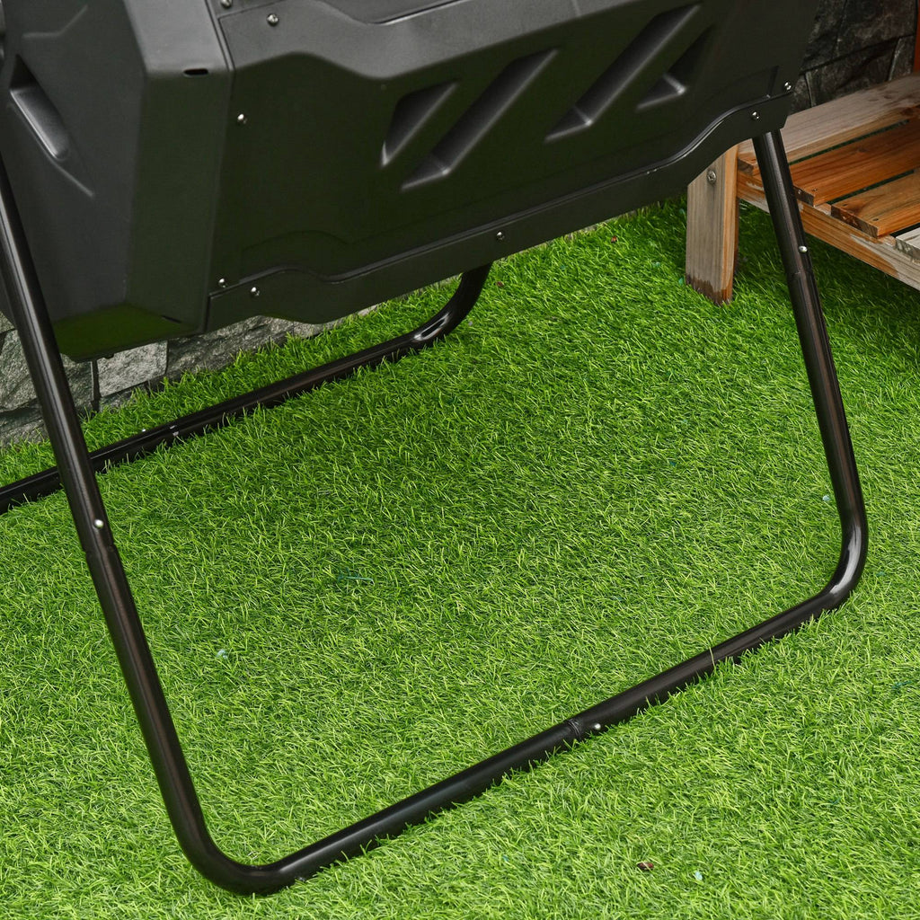 Composteur de Jardin - bac à Compost pour déchets - Rotatif 360° - Double Chambre 160 L - Acier PP Noir-8