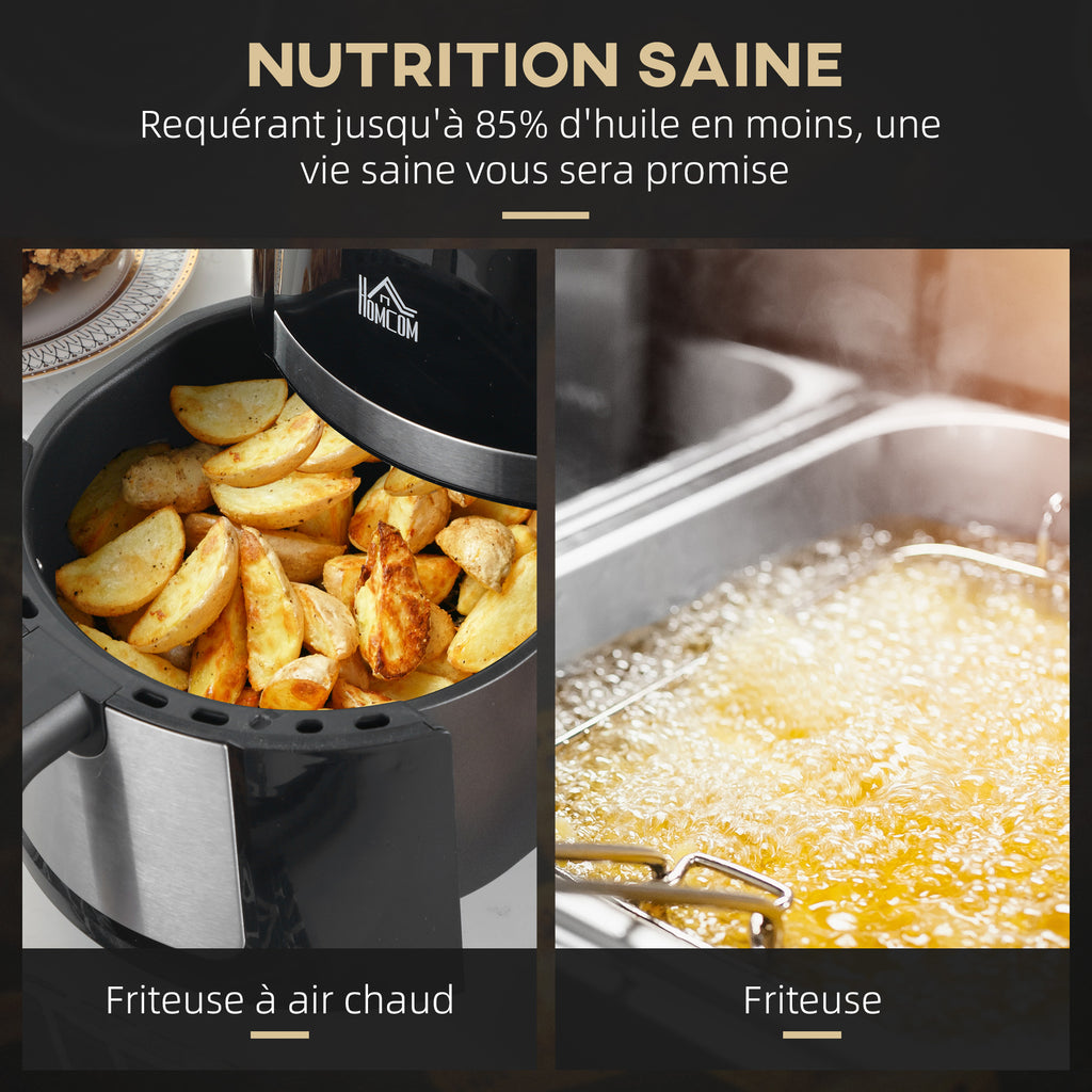 Friteuse sans huile 4 L, air fryer 1300 W 12 programmes, écran tactile, température réglable, panier antiadhésif, noir-4