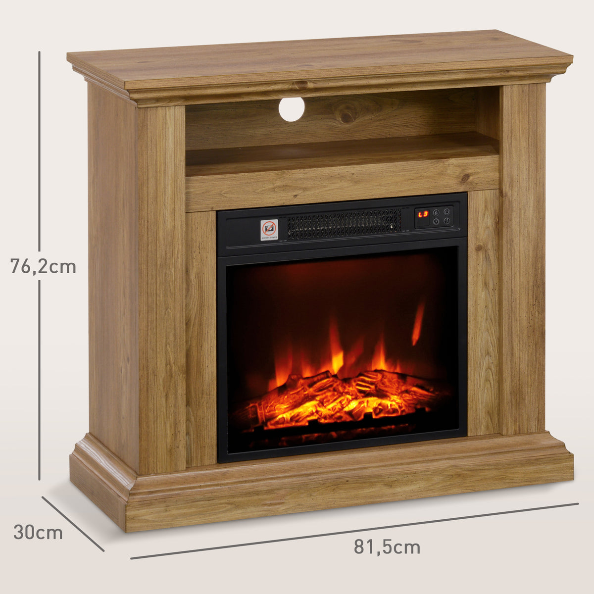 Cheminée électrique effet flammes 3D luminosité réglable 1800 W avec télécommande 81,5 x 30 x 76,2 cm brun effet bois-2