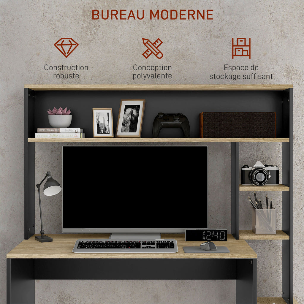 Bureau multi-rangements avec étagères, support pour unité centrale, grand bureau, 114L x 45l x 138H cm-5