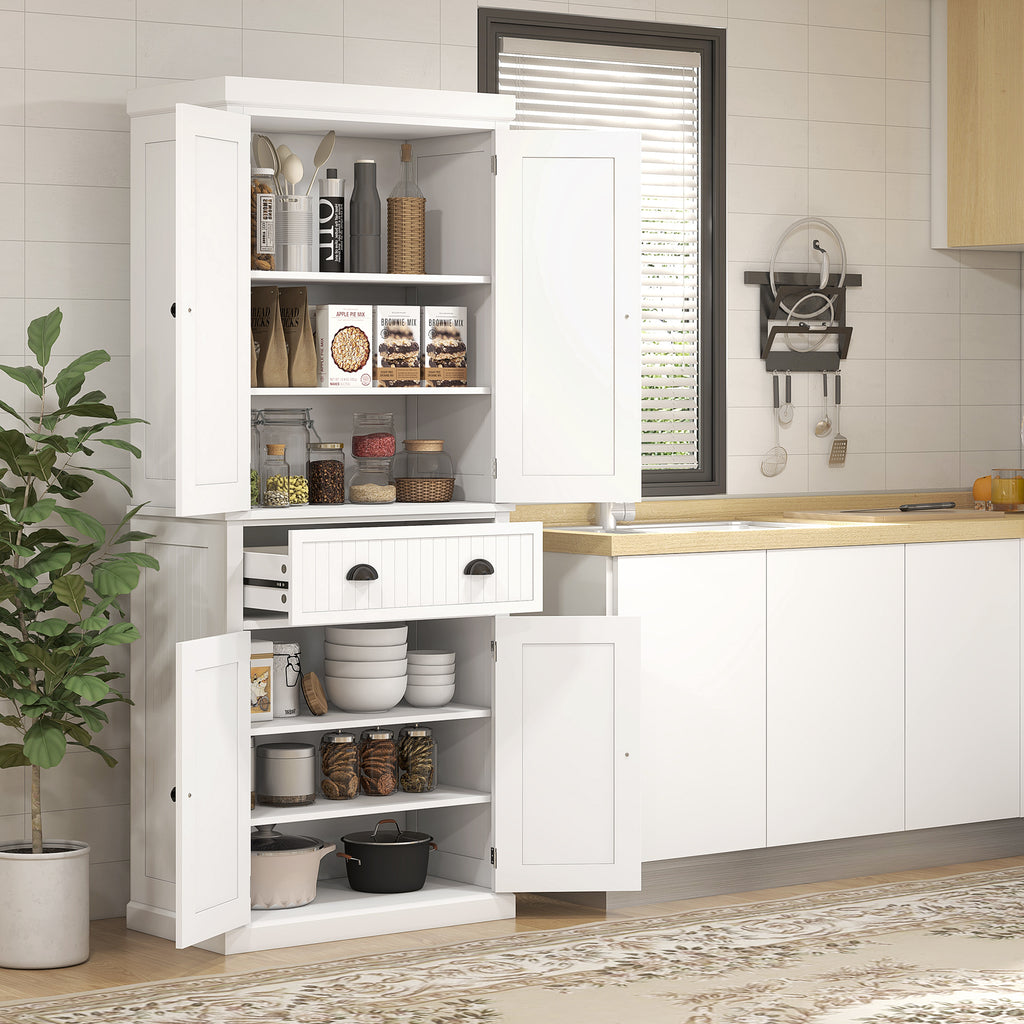 Armoire de cuisine buffet cuisine multi-rangements étagères réglables 4 portes grand tiroir 76,2 x 40,2 x 183 cm blanc-9