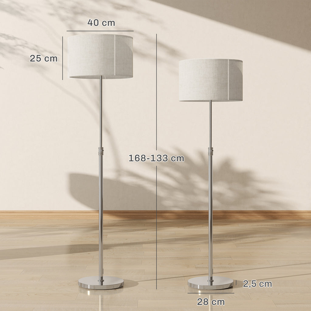 Lampadaire sur pied salon, lampe sur pied dimmable avec télécommande, abat-jour en lin, hauteur réglable 133-168cm, argent-2