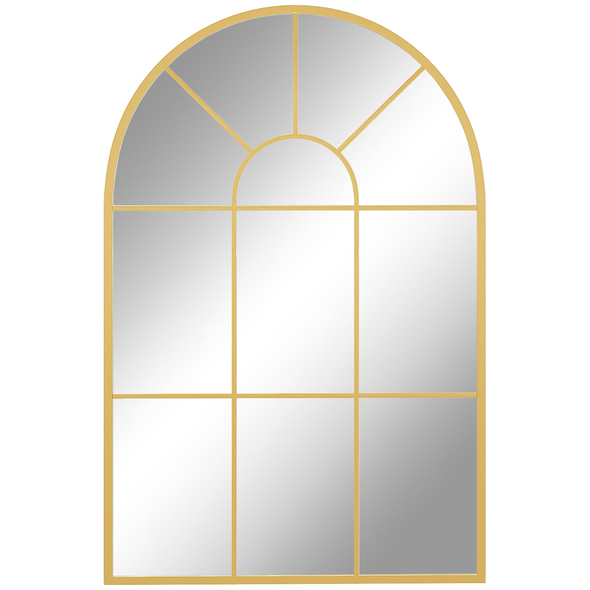 Miroir mural en métal cadre doré en forme de voûtée – 91 x 60 cm – décoration pour entrée ,chambre à coucher, salon-0