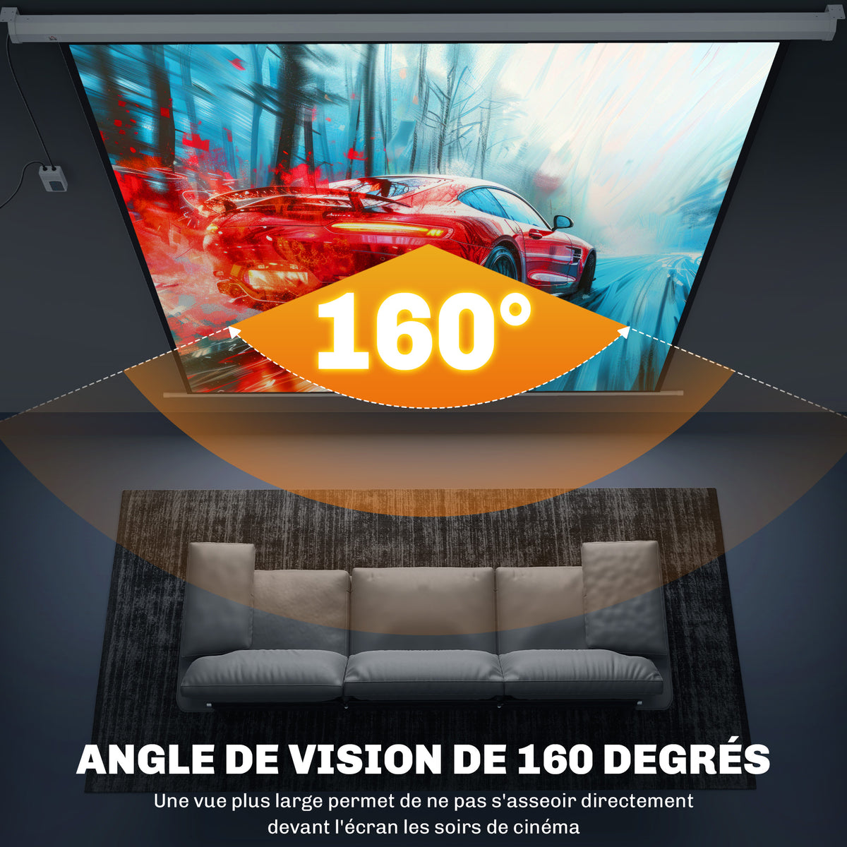 Écran de projection motorisé 120 Pouces, 4K HD électrique, montage mural ou plafond, panneau de commande et télécommande-4