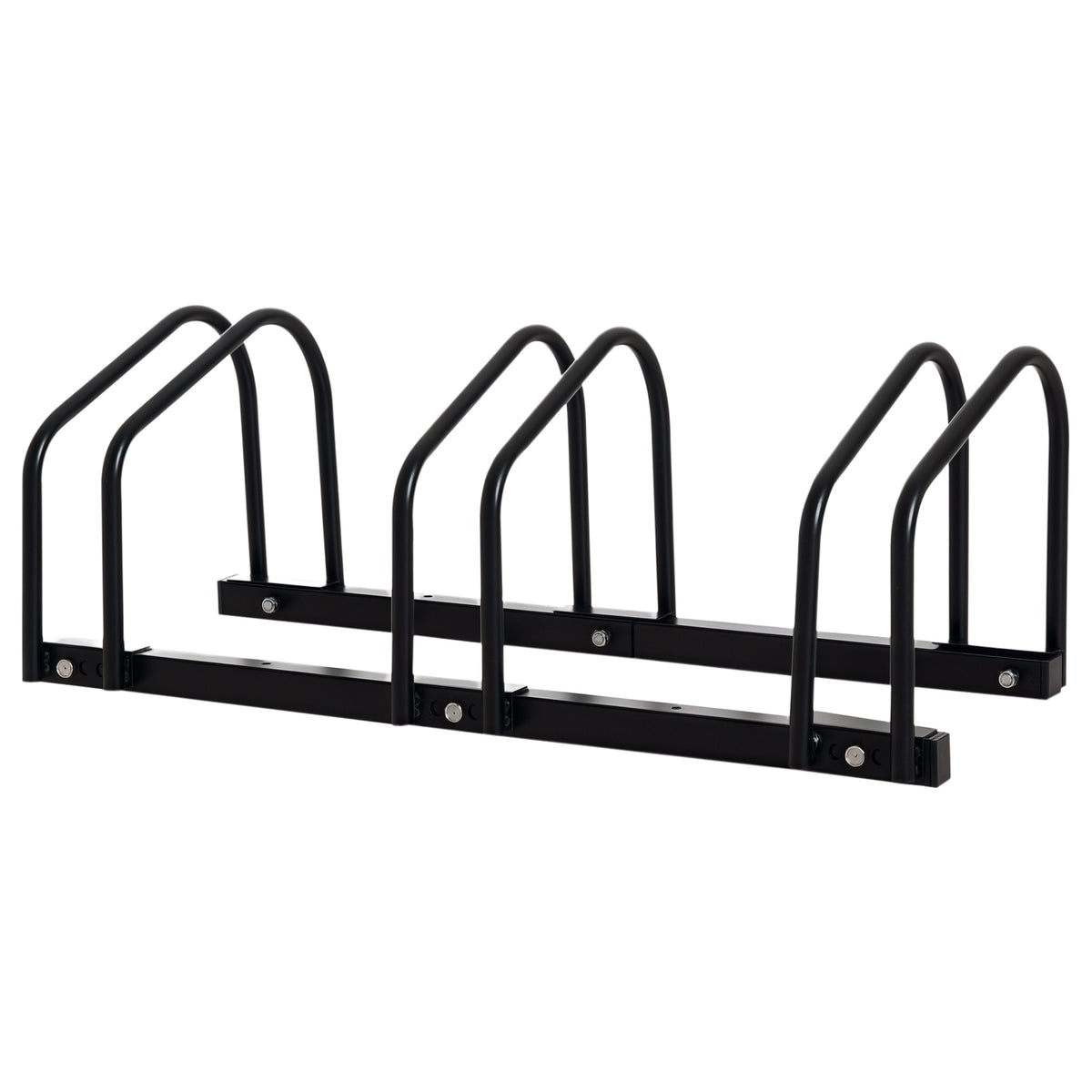 Râtelier 3 vélos -  - rangement pneu 65 mm sol ou mural - pour VTT enfants BMX - 76 x 33 x 27 cm - acier - noir-0