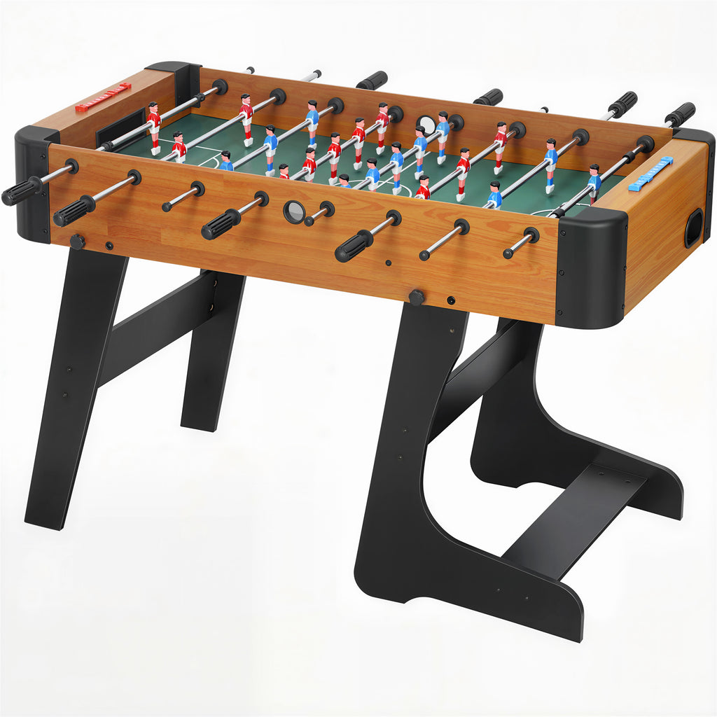 Baby-foot pliable en bois table de babyfoot pliable sur pied avec 2 balles 22 joueurs, 118 x 107,5 x 78 cm, marron-0