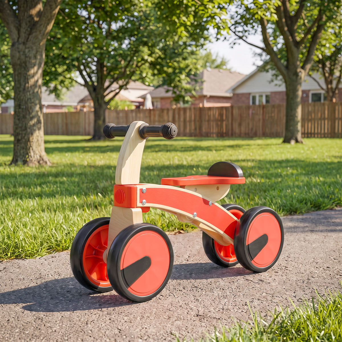 Voiture Porteur pour Enfants, Véhicule à Pousser Sans Pédales avec Roues en EVA et Dossier, 2 à 3 Ans, Rouge-1