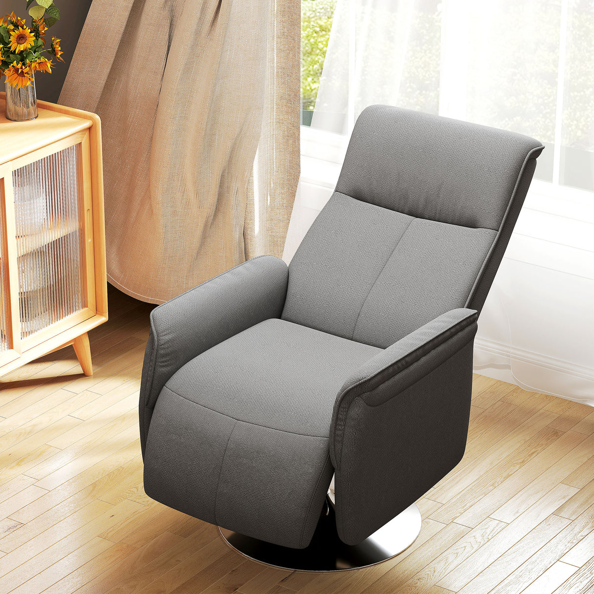 Fauteuil relax massant fauteuil de relaxation inclinable pivotant dossier et repose-pieds réglable 68,5x77x117cm gris-8