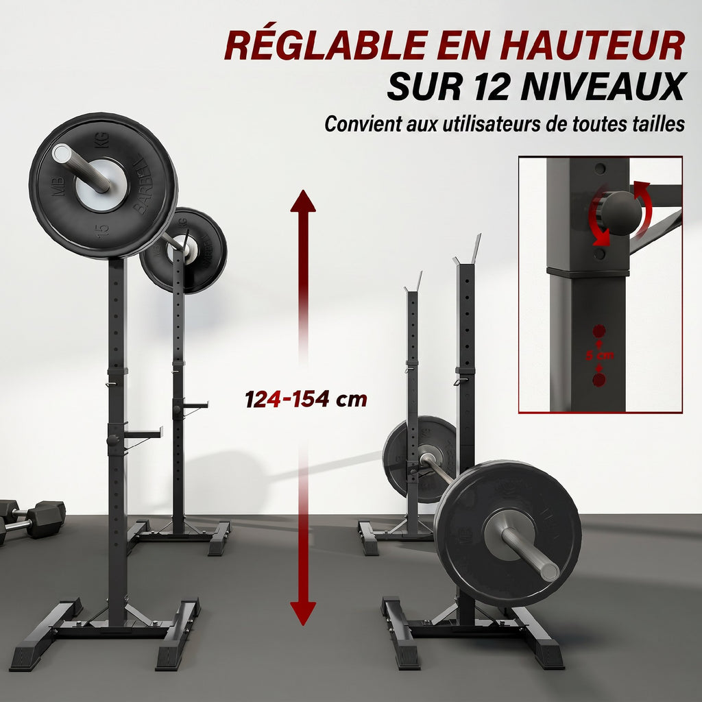 Support de musculation entrainement pour barre longue haltère charge max. 150 Kg-4