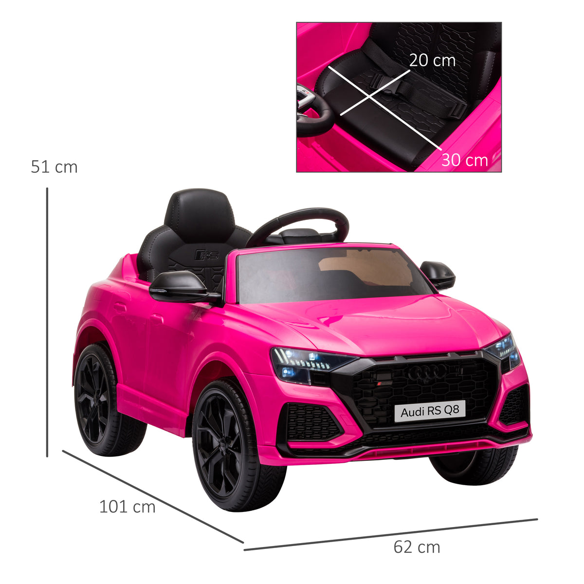 Voiture électrique enfants sous licence Audi RS Q8, véhicule électrique avec télécommande, USB, Bluetooth, rose-2