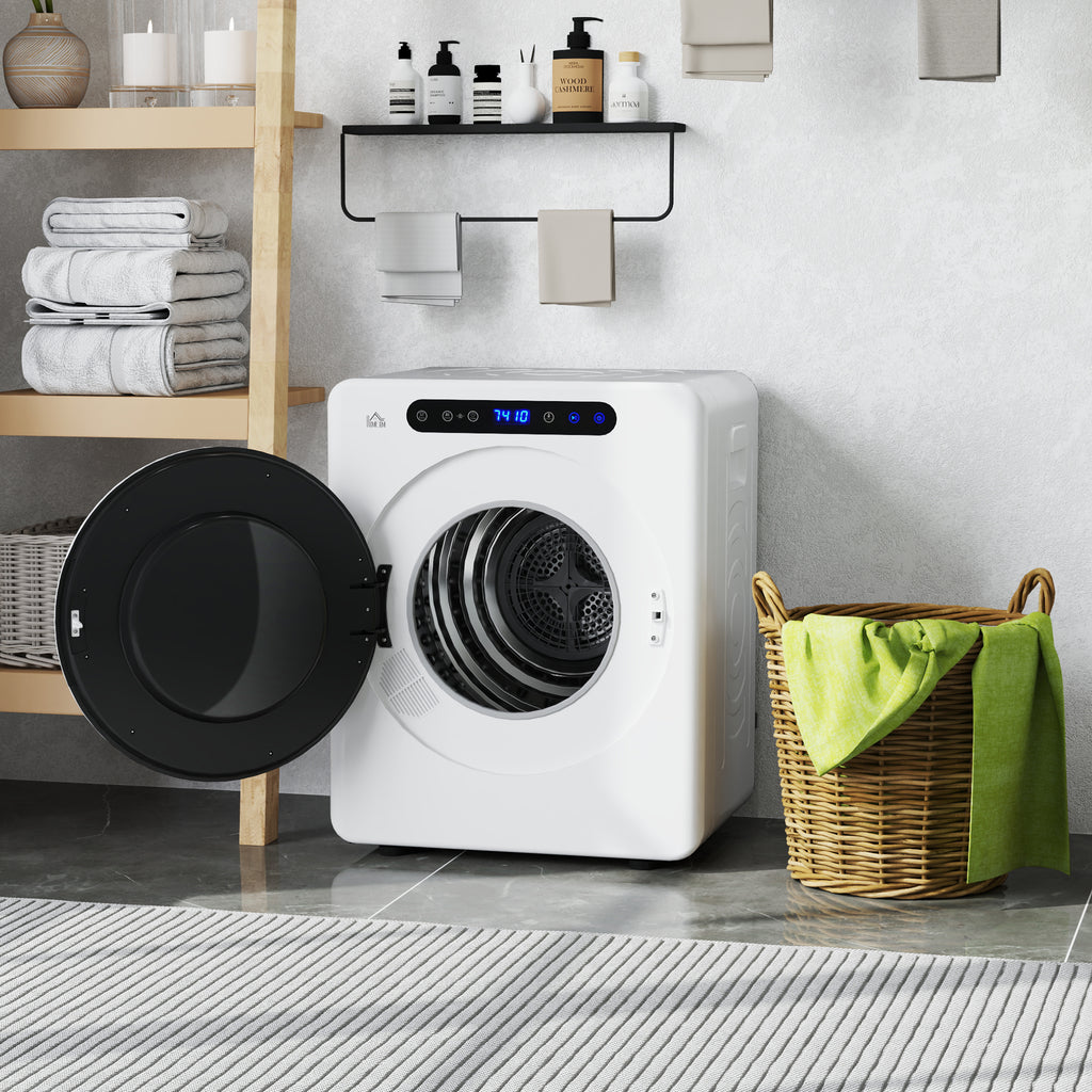 Sèche linge à évacuation, sèche-linge électrique 1000 W 3 Kg, modes Extra Dry et ECO, minuterie, acier inoxydable, blanc-8