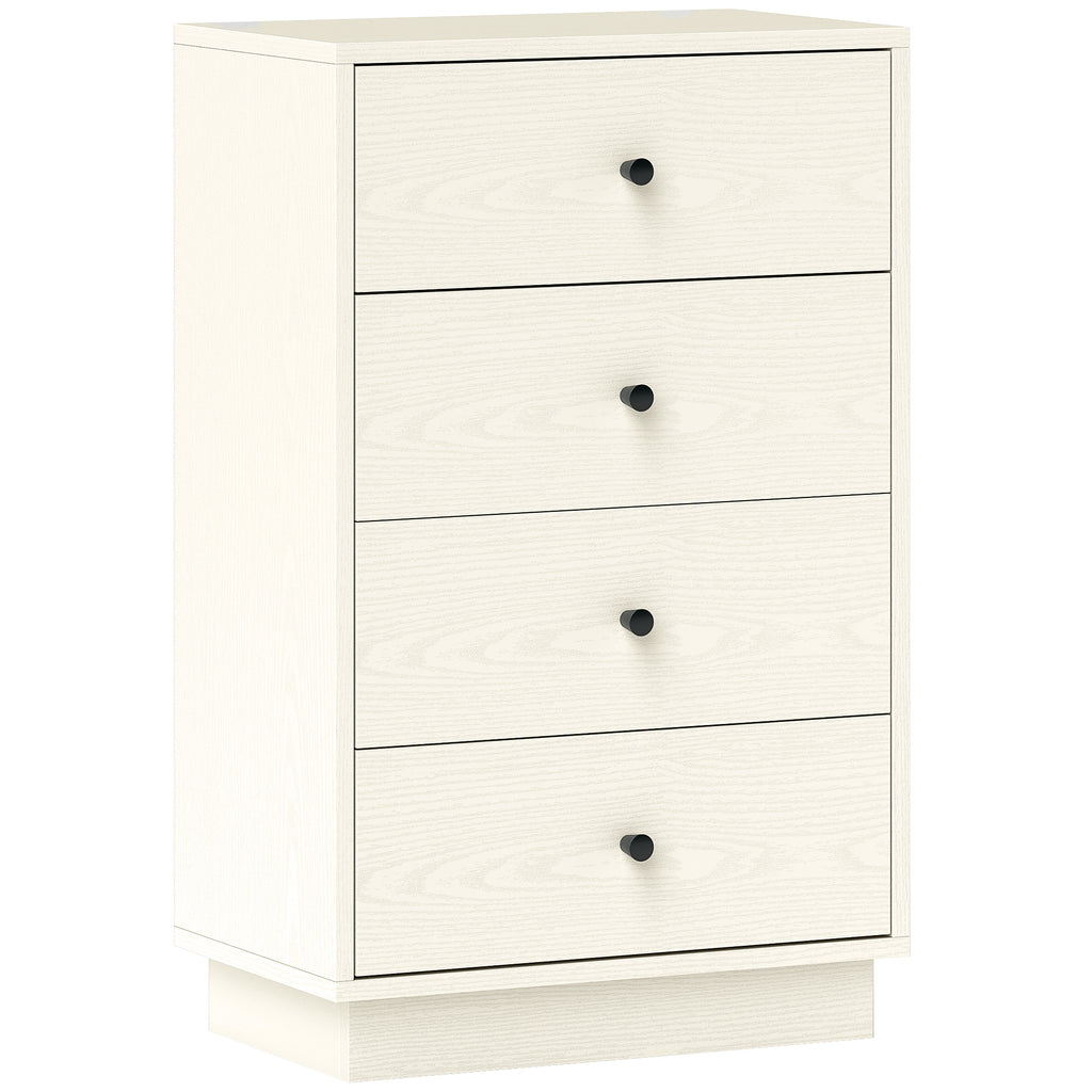 Commode 4 tiroirs moderne, meuble de rangement pour chambre à coucher, salon, entrée, 47 x 29 x 75 cm, crème-0