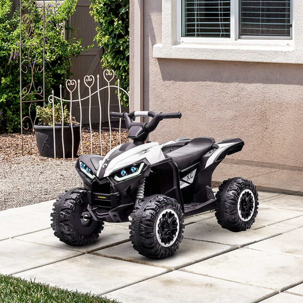 Quad buggy électrique enfant 12 V 6 Km/h max. effets lumineux selle pour enfant 3-5 ans métal PP noir blanc-9