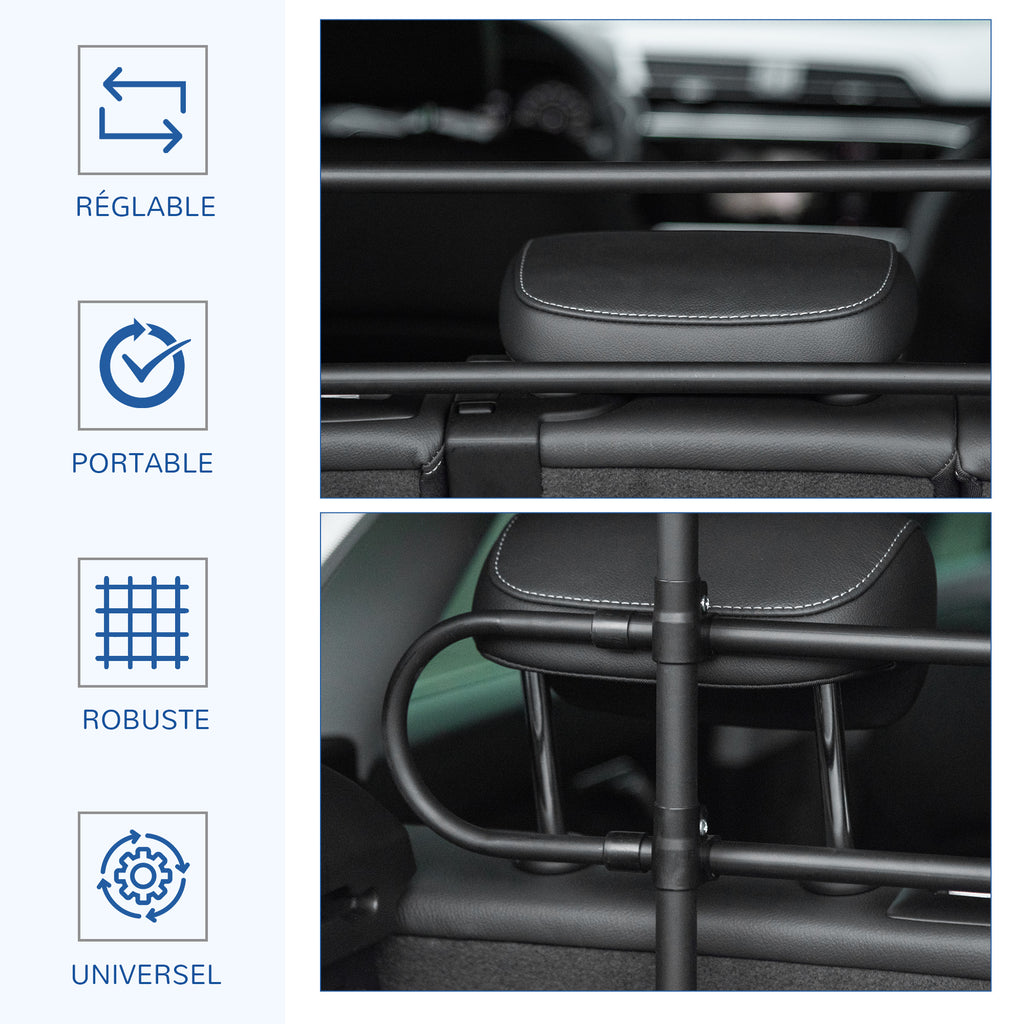 Grille de séparation pour chien universel, barrière de sécurité extensible pour animaux de compagnie, en acier noir-3