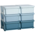 Organisateur de jouets pour enfants à 3 niveaux avec 6 tiroirs, boîtes de rangement en plastique, 75x37x56,5cm, bleu-0