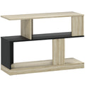 Table d'appoint en forme S, bout de canapé à 3 niveaux étagères de rangement, 90 x 30 x 61 cm, effet bois naturel noir-0