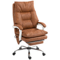 Chaise bureau ergonomique fauteuil de bureau en PU soutien lombaire gonflable dossier inclinable hauteur réglable marron-0