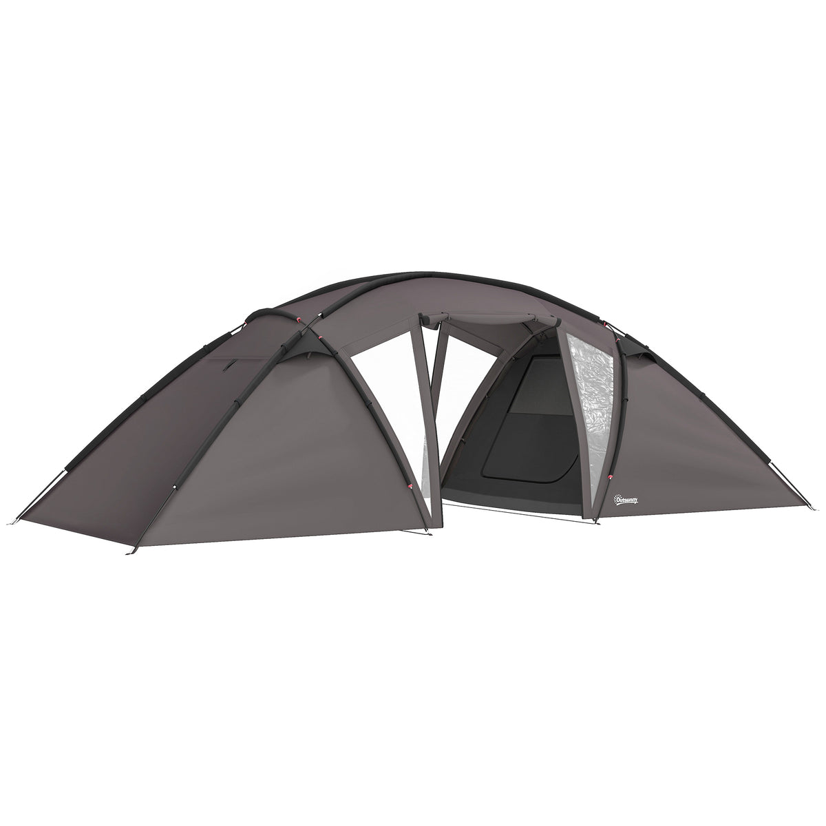Tente de camping familiale pour 4-6 personnes, tente tunnel imperméable 3000 mm avec 2 portes, sac de transport, noir-0