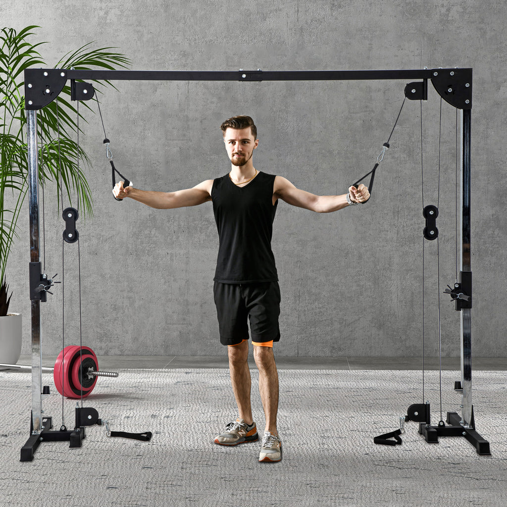 Appareil de musculation double poulie vis à vis crossover, charge libre 2 x 50kg dim. 245L x 85l x 207H cm-1