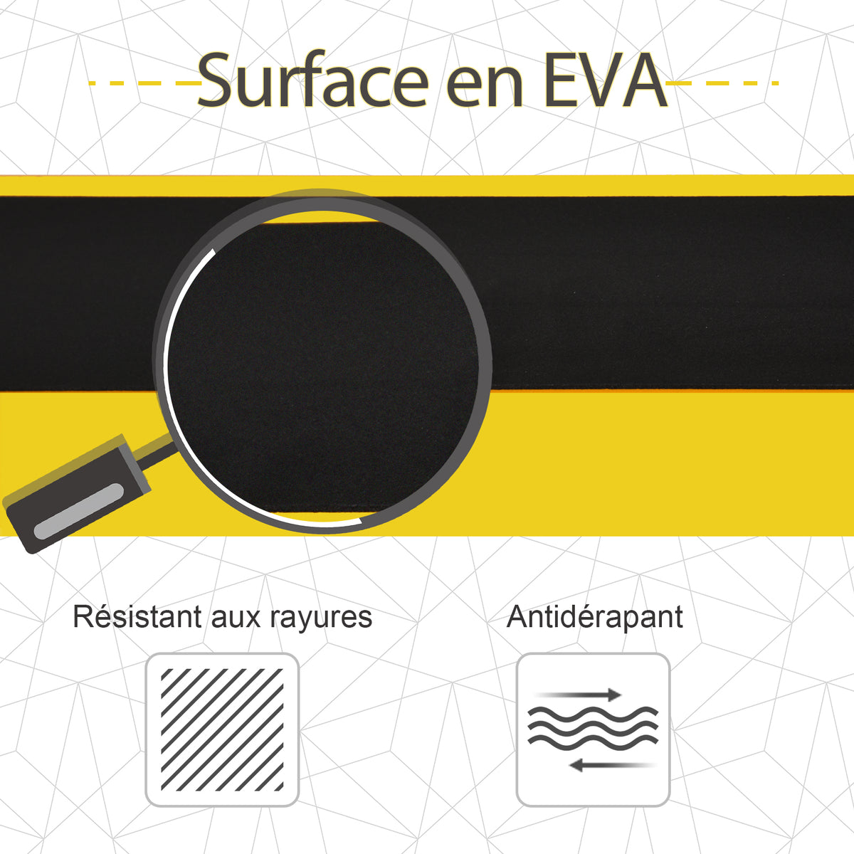 Lot de 2 Tréteaux Pliables Télescopiques Réglables en Hauteur, Poignée de Transport, Dim. 100L x 60l x 62-90H cm, Surface Antidérapante, Métal, Noir et Jaune-4