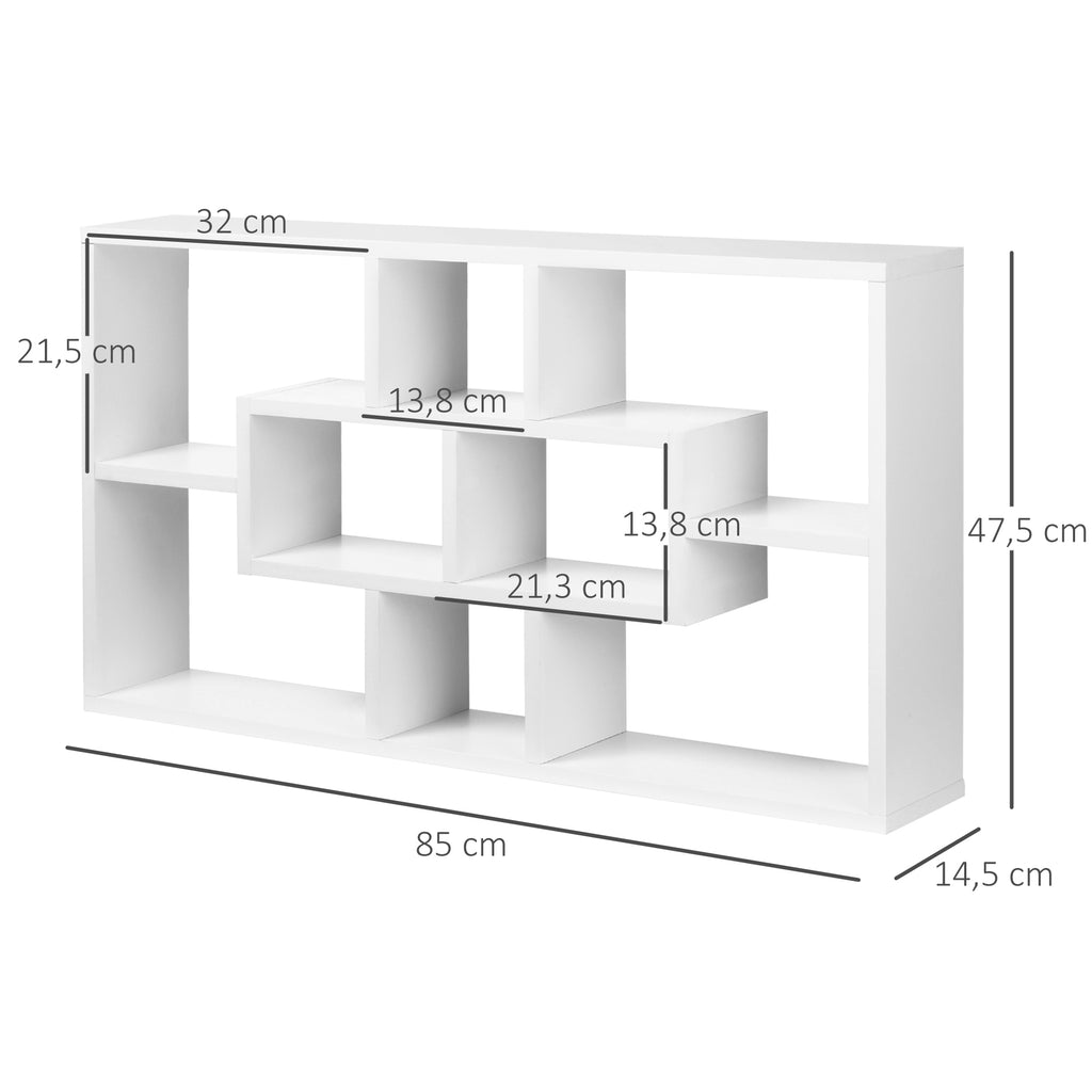 Étagère murale bibliothèque 8 cubes, meuble de rangement, design moderne, 85 x 14,5 x 47,5 cm, blanc-2
