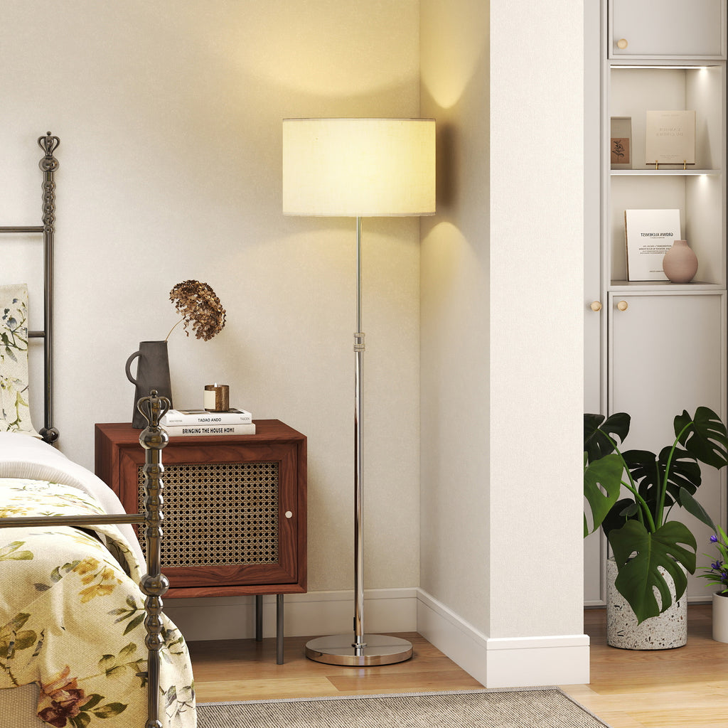 Lampadaire sur pied salon, lampe sur pied dimmable avec télécommande, abat-jour en lin, hauteur réglable 133-168cm, argent-8