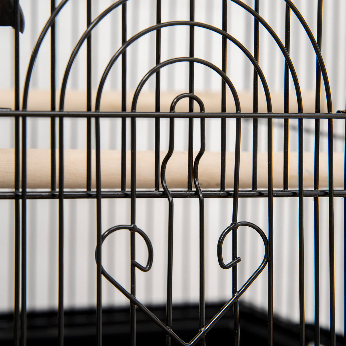 Cage à oiseaux design maison mangeoires perchoirs 3 portes plateau excrément amovible + poignée transport 50,5 x 41 x 63 cm noir-8