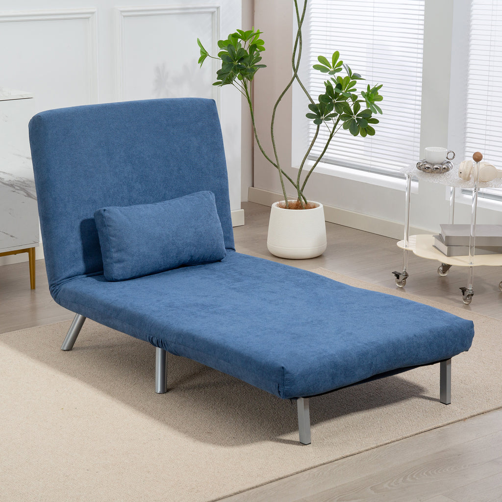Fauteuil convertible 1 place, fauteuil-lit clic-clac 3 en 1 avec dossier réglable, oreiller, assise large, bleu-9