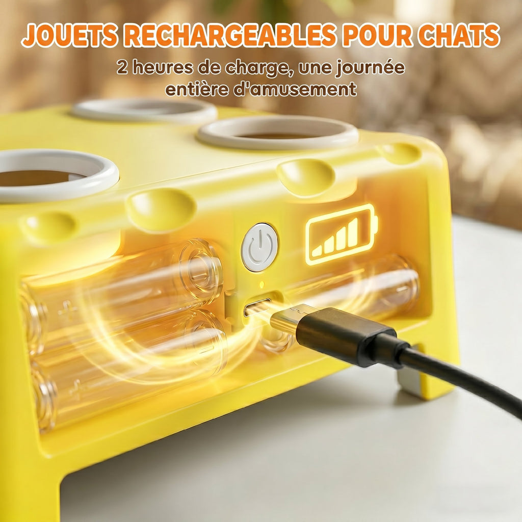 Jouet Interactif pour Chats d'Intérieur Rechargeable, 3 Modes Réglables Repos Intelligent, 18,8 x 14 x 6 cm, Jaune-5