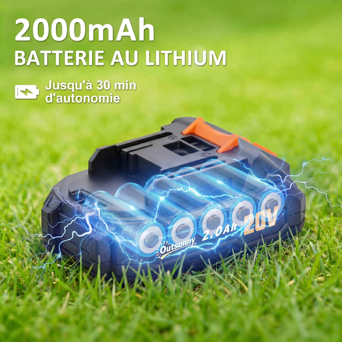 Taille-Haies Électrique 100 W, Lame 51 cm, Batterie 2,0 Ah et Chargeur, Orange-4