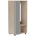 Armoire penderie armoire de rangement mobile avec rideau, tringle de suspension, 60 x 40 x 128 cm, effet bois naturel-0