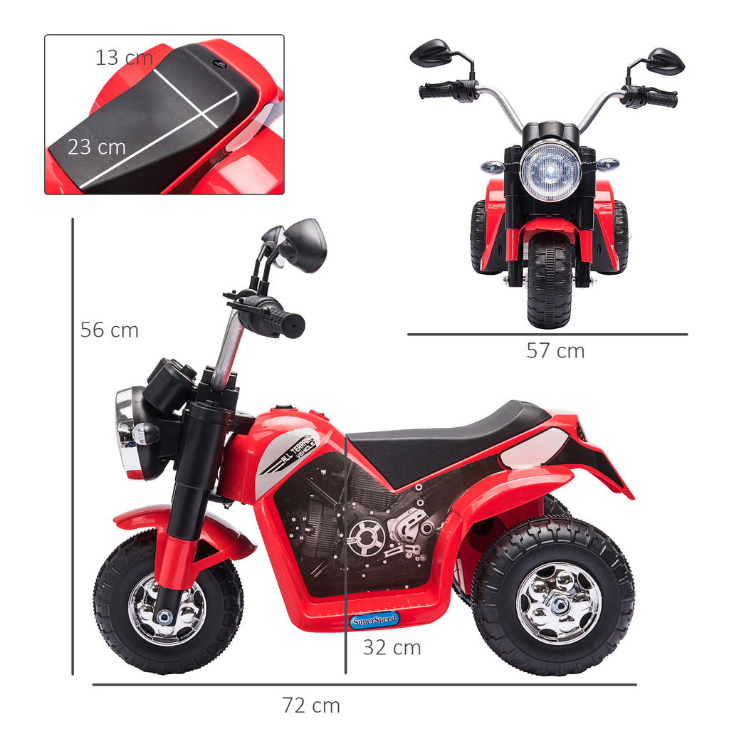 Moto électrique Enfant Chopper Tout-Terrain 6 V 20 W Marche AV AR 3 Roues Effets Lumineux et sonores Rouge Noir-2