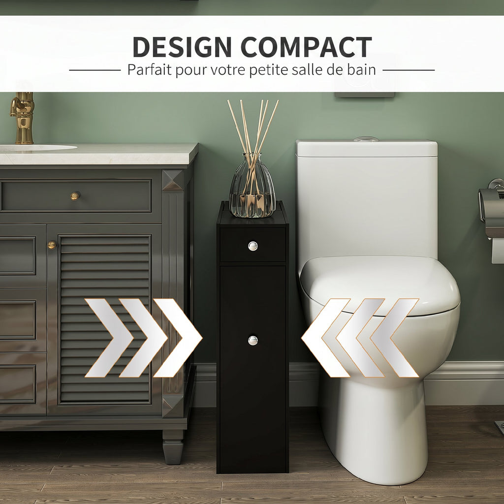Meuble pour toilette salle de bain avec rangement papier toilette - 2 tiroirs organisateur en MDF - 17 x 48 x 58 cm-3