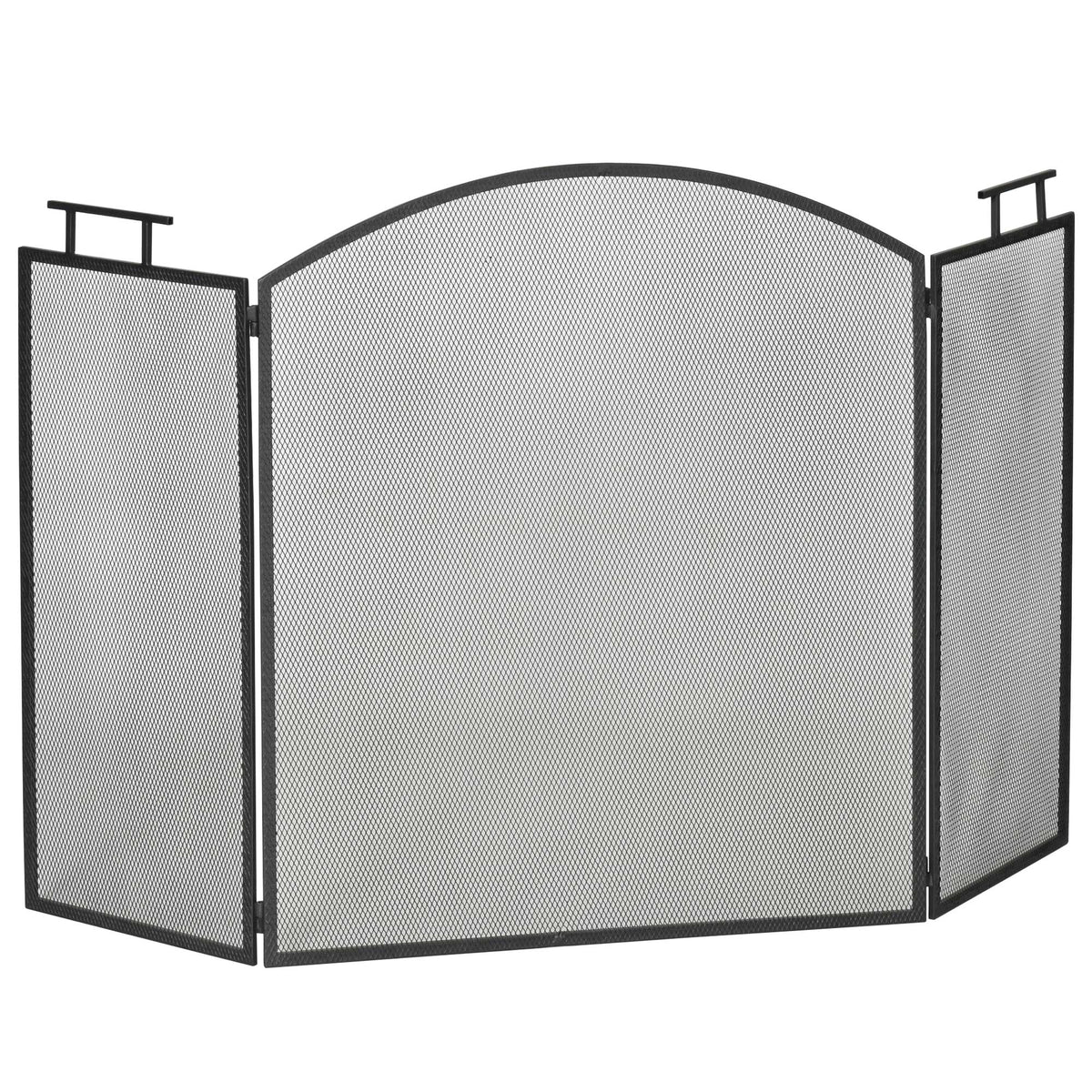 Pare-feu pour cheminée ou poêle - Pare-étincelles 3 Volets Pliables - dim. 110l x 24P x 76,5H cm - Acier métal Noir-0