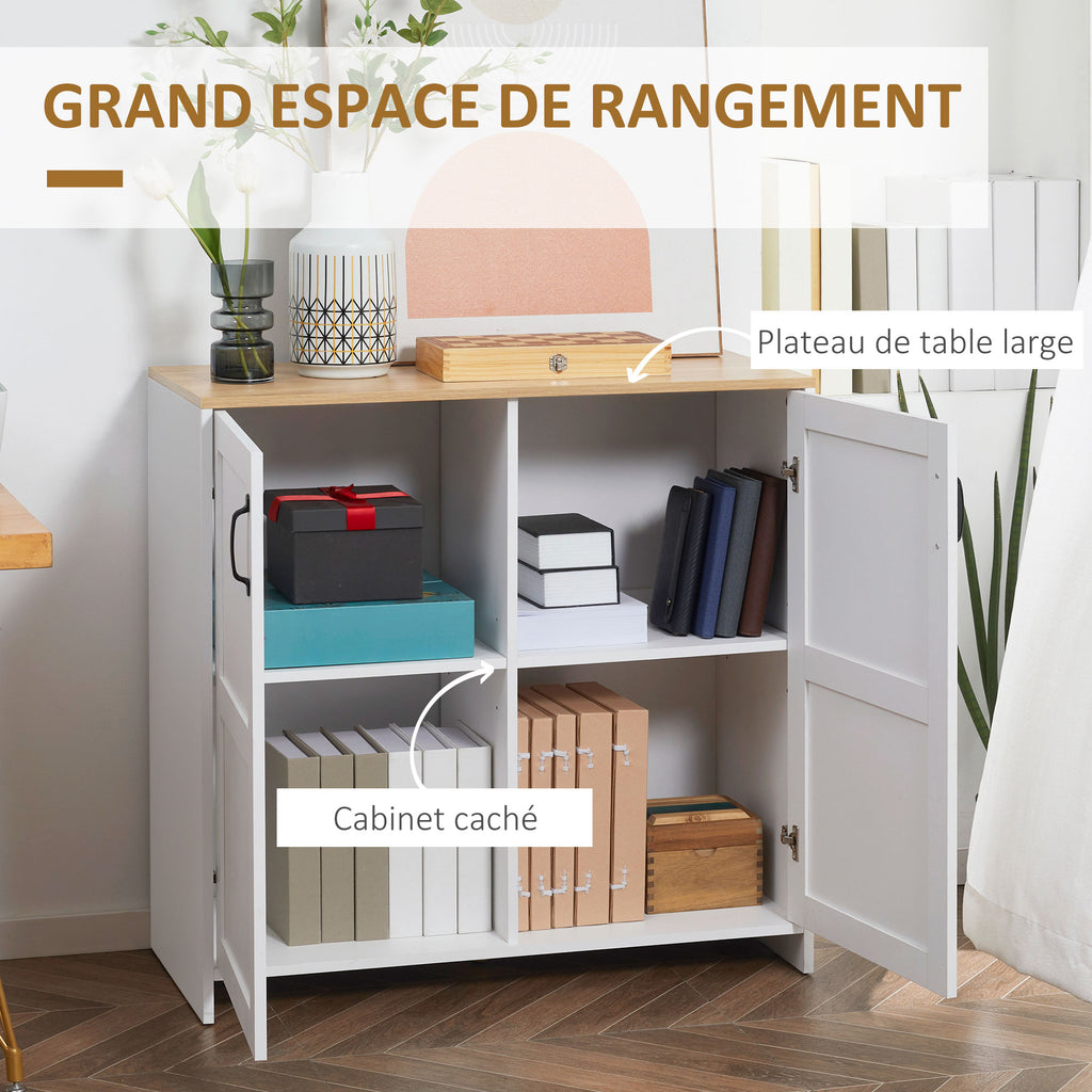 Meuble de rangement buffet cuisine avec 2 portes et 2 étagères réglables 90 x 39,5 x 88 cm-3