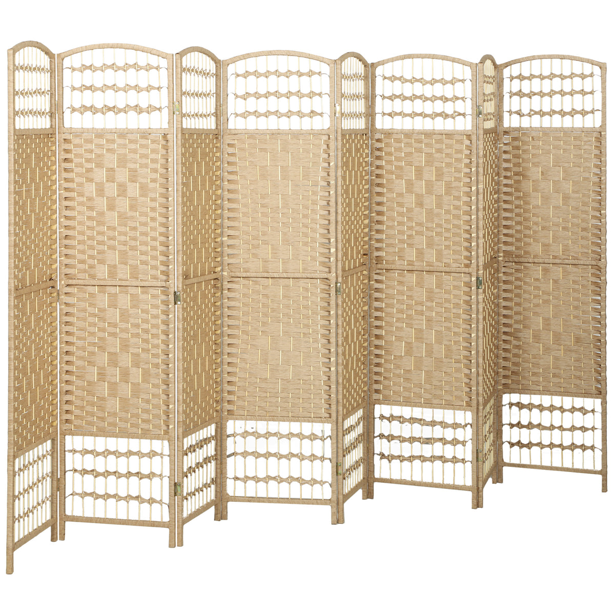 Paravent intérieur en bois séparateur de pièce cloison pliable 8 panneaux 320 x 170 cm bois naturel-0
