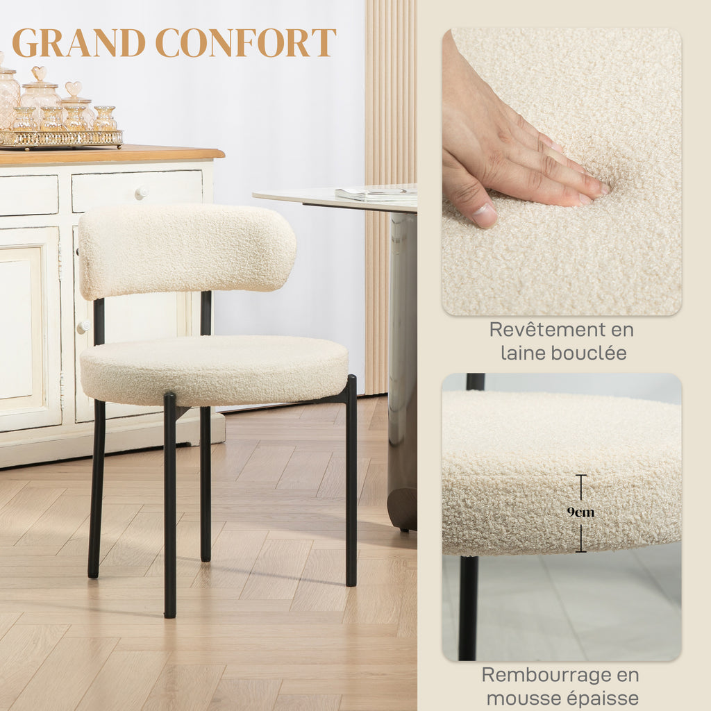 Lot de 2 chaises de salle à manger avec dossier en tissu pieds en acier 51 x 51 x 76 cm beige noir-4