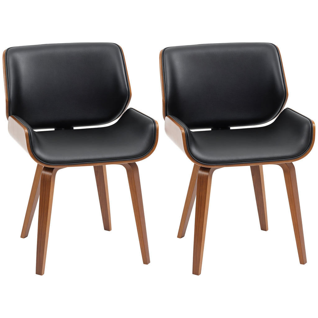Lot de 2 chaises de salle à manger style vintage assise revêtement synthétique 53l x 54P x 81H cm noir marron-0