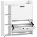 Meuble à chaussures 15 paires, armoire à chaussures moderne avec 2 tiroirs rabattables, 83x24x90,5cm, blanc-0